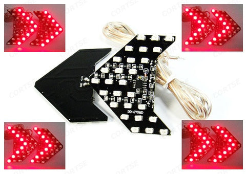2 pieces of 27 SMD LED Side Mirror Sequential Turn Signal Arrow Panel Light Red