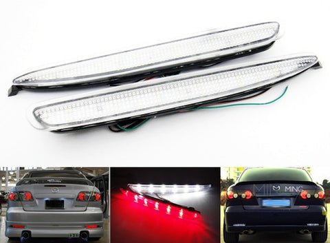 2x LED Bumper Reflector Clear lens Tail Brake Light Red Backup lamp White 03-08 Mazda6 Mazda 6