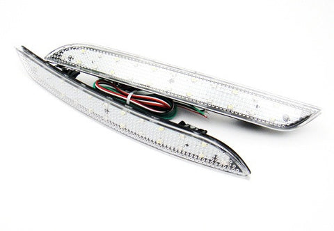 2x LED Bumper Reflector Clear lens Tail Brake Light Red Backup lamp White 2010+ BMW 5-series F10 F18