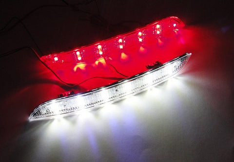 2x LED Bumper Reflector Clear lens Tail Brake Light Red Backup lamp White 2010+ BMW 5-series F10 F18