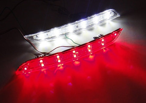 2x LED Bumper Reflector Clear lens Tail Brake Light Red Backup lamp White 2010+ BMW 5-series F10 F18