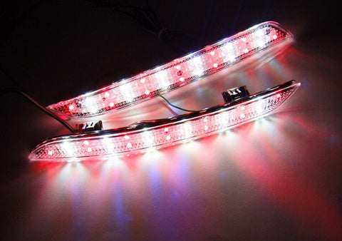 2x LED Bumper Reflector Clear lens Tail Brake Light Red Backup lamp White 2010+ BMW 5-series F10 F18
