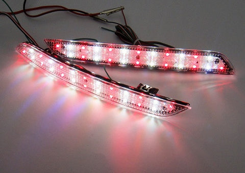 2x LED Bumper Reflector Clear lens Tail Brake Light Red Backup lamp White 2010+ BMW 5-series F10 F18