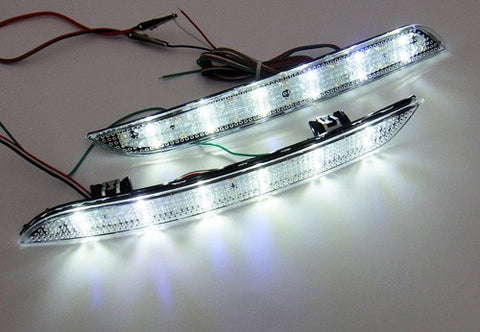 2x LED Bumper Reflector Clear lens Tail Brake Light Red Backup lamp White 2010+ BMW 5-series F10 F18