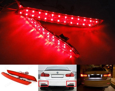 2x LED Bumper Reflector Red lens Tail Brake Light lamp Red 2012+ BMW 3-series F30 F31 F35