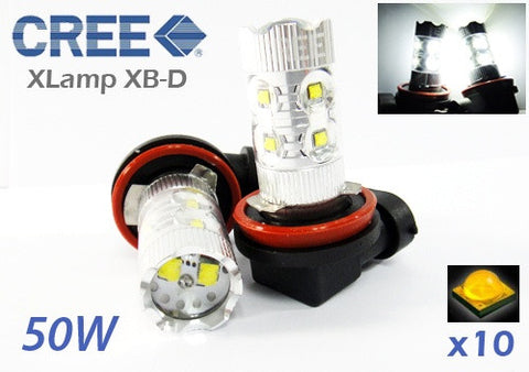 2 pieces of H11 H8 10X CREE XB-D LED Projector Light bulb 50W white