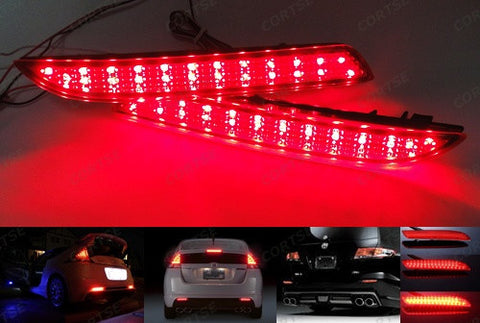 2x LED Bumper Reflector Red lens Tail Brake Light lamp Red Honda type I