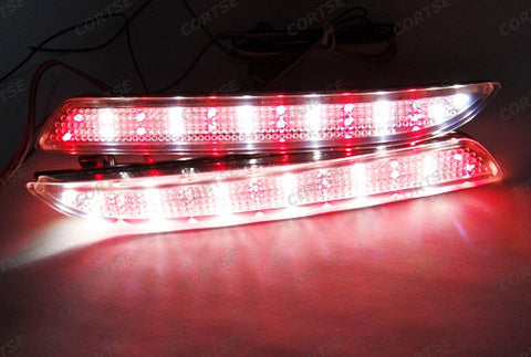 2x LED Bumper Reflector Clear lens Tail Brake Light Red Backup lamp White Honda type I