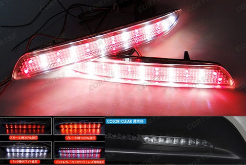 2x LED Bumper Reflector Clear lens Tail Brake Light Red Backup lamp White Honda type I