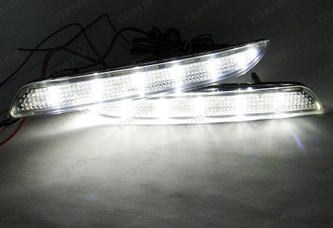 2x LED Bumper Reflector Clear lens Tail Brake Light Red Backup lamp White Honda type I