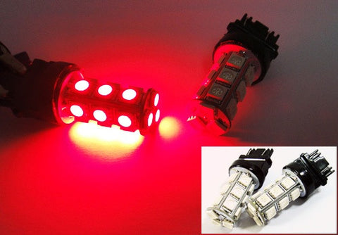 2 pieces of 18 High Power SMD LED 3156 P27W 3157 3057 P27/7W Light bulb red
