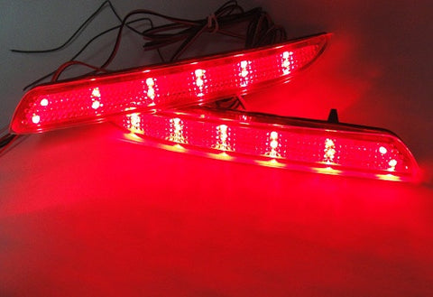 2x LED Bumper Reflector Clear lens Tail Brake Light Red Backup lamp White Honda type I
