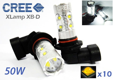 2 pieces of 9006 HB4 10X CREE XB-D LED Projector Light bulb 50W white
