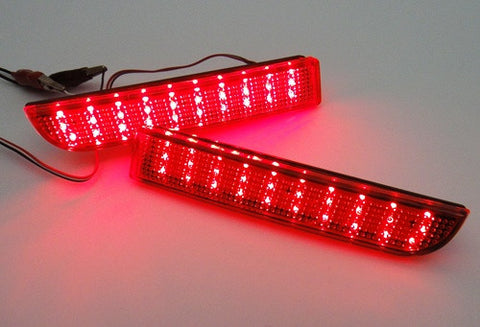 2x LED Bumper Reflector Red lens Tail Brake Light lamp Red 2008+ Mitsubishi Lancer EVO X