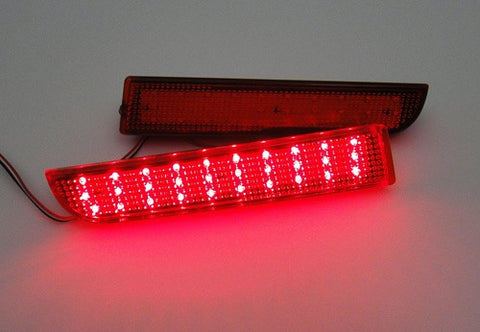 2x LED Bumper Reflector Red lens Tail Brake Light lamp Red 2008+ Mitsubishi Lancer EVO X