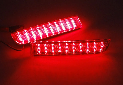 2x LED Bumper Reflector Red lens Tail Brake Light lamp Red 2008+ Mitsubishi Lancer EVO X