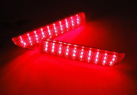 2x LED Bumper Reflector Red lens Tail Brake Light lamp Red 2008+ Mitsubishi Lancer EVO X