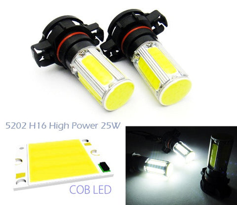 2 pieces of LUFFY H16 PS19W 5202 9009 High Power COB LED Light bulb 25W white