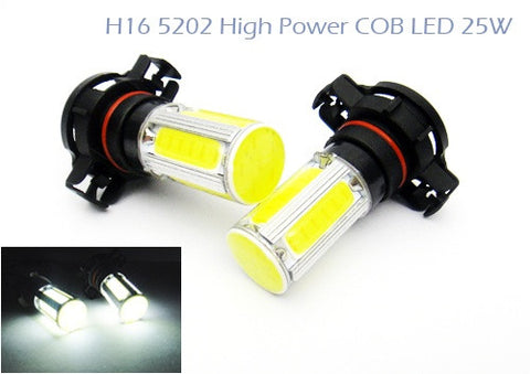 2 pieces of LUFFY H16 PS19W 5202 9009 High Power COB LED Light bulb 25W white