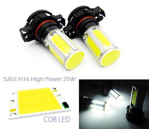 2 pieces of LUFFY H16 PS19W 5202 9009 High Power COB LED Light bulb 25W white