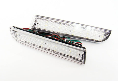 2x LED Bumper Reflector Clear lens Tail Brake Light Red Backup lamp White 2008+ Mitsubishi Lancer EVO X