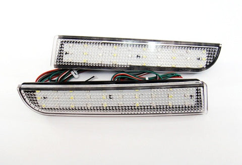 2x LED Bumper Reflector Clear lens Tail Brake Light Red Backup lamp White 2008+ Mitsubishi Lancer EVO X