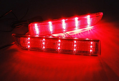 2x LED Bumper Reflector Clear lens Tail Brake Light Red Backup lamp White 2008+ Mitsubishi Lancer EVO X