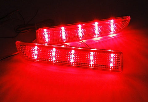 2x LED Bumper Reflector Clear lens Tail Brake Light Red Backup lamp White 2008+ Mitsubishi Lancer EVO X