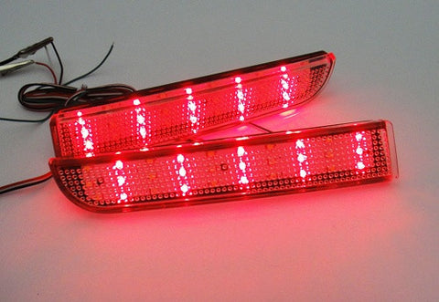 2x LED Bumper Reflector Clear lens Tail Brake Light Red Backup lamp White 2008+ Mitsubishi Lancer EVO X