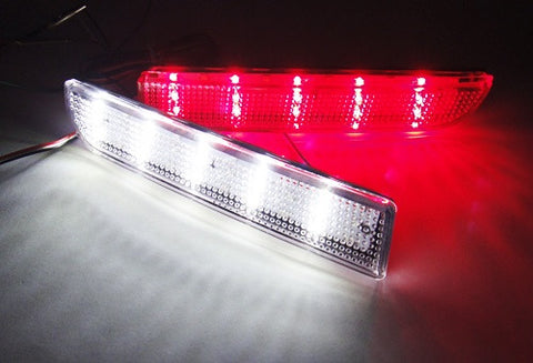 2x LED Bumper Reflector Clear lens Tail Brake Light Red Backup lamp White 2008+ Mitsubishi Lancer EVO X