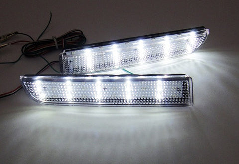 2x LED Bumper Reflector Clear lens Tail Brake Light Red Backup lamp White 2008+ Mitsubishi Lancer EVO X