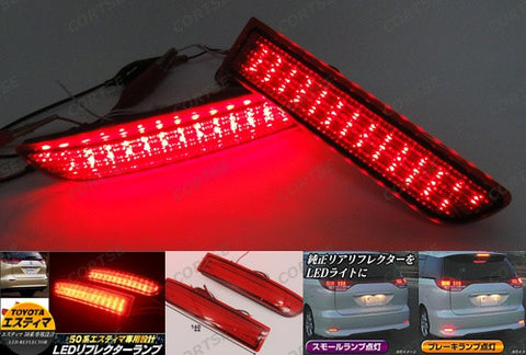 2x LED Bumper Reflector Red lens Tail Brake Light lamp Red Alphard Estima