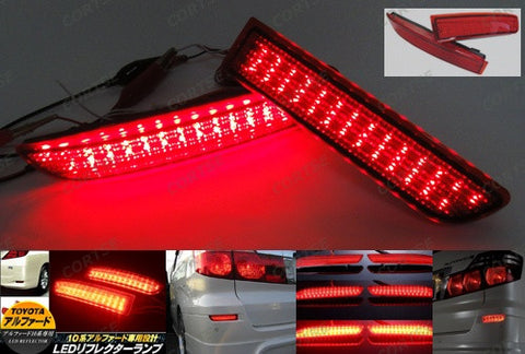 2x LED Bumper Reflector Red lens Tail Brake Light lamp Red Alphard Estima