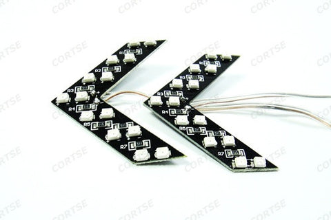 2 pieces of 14 SMD LED Side Mirror Turn Signal Arrow Panel Light Red
