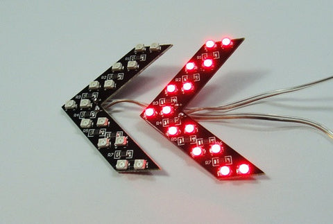 2 pieces of 14 SMD LED Side Mirror Turn Signal Arrow Panel Light Red