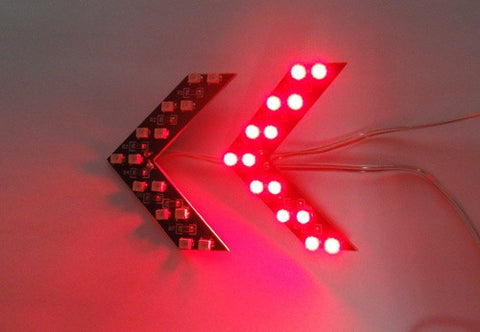 2 pieces of 14 SMD LED Side Mirror Turn Signal Arrow Panel Light Red