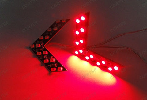 2 pieces of 14 SMD LED Side Mirror Turn Signal Arrow Panel Light Red