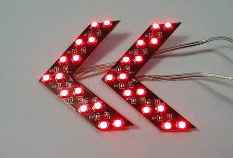 2 pieces of 14 SMD LED Side Mirror Turn Signal Arrow Panel Light Red