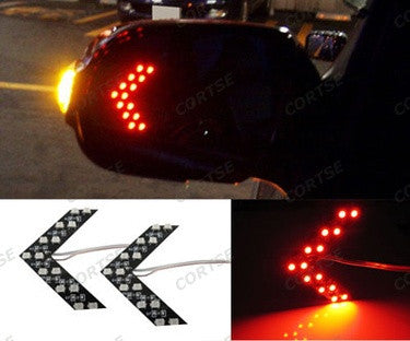 2 pieces of 14 SMD LED Side Mirror Turn Signal Arrow Panel Light Red