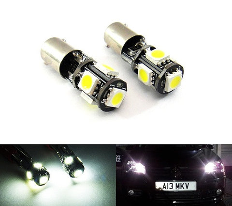 2 pieces of 5 High Power SMD LED No Error 233 BA9s T4W light bulb white