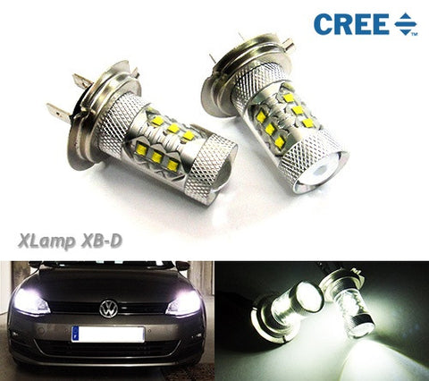 2 pieces of H7 (499) 16x CREE XB-D LED Projector Light bulb 80W white