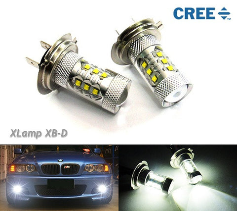 2 pieces of H7 (499) 16x CREE XB-D LED Projector Light bulb 80W white