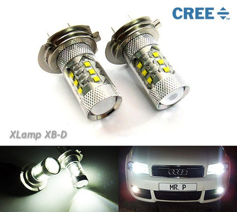 2 pieces of H7 (499) 16x CREE XB-D LED Projector Light bulb 80W white