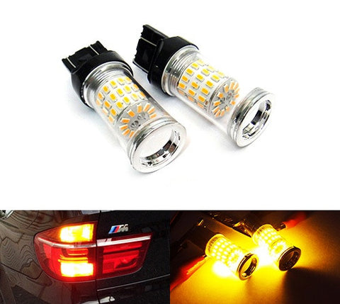 2 pieces of 580 7443 W21/5W 582 7440 W21W 992 Diffusion Mirror 60 SMD LED Light 18W amber