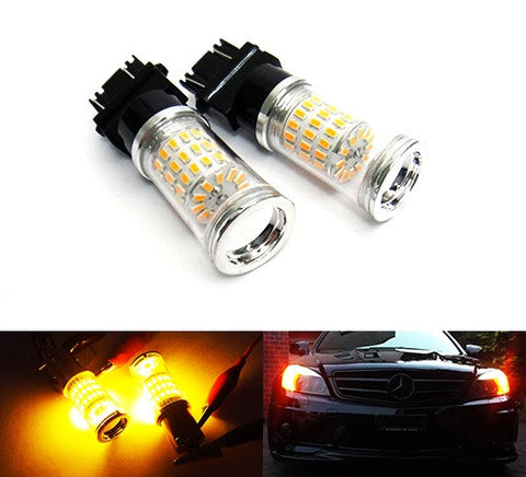 2 pieces of 182 3156 P27W 180 3157 3057 P27/7W Diffusion Mirror 60 SMD LED Light 18W amber