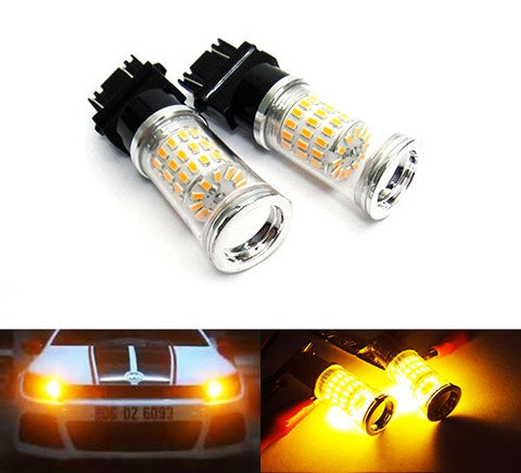 2 pieces of 182 3156 P27W 180 3157 3057 P27/7W Diffusion Mirror 60 SMD LED Light 18W amber