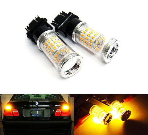 2 pieces of 182 3156 P27W 180 3157 3057 P27/7W Diffusion Mirror 60 SMD LED Light 18W amber