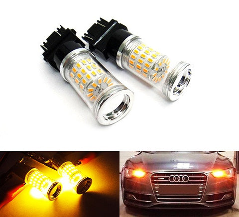 2 pieces of 182 3156 P27W 180 3157 3057 P27/7W Diffusion Mirror 60 SMD LED Light 18W amber
