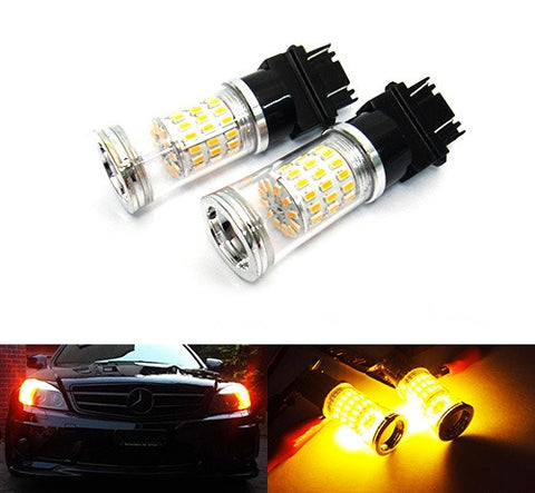 2 pieces of 182 3156 P27W 180 3157 3057 P27/7W Diffusion Mirror 60 SMD LED Light 18W amber