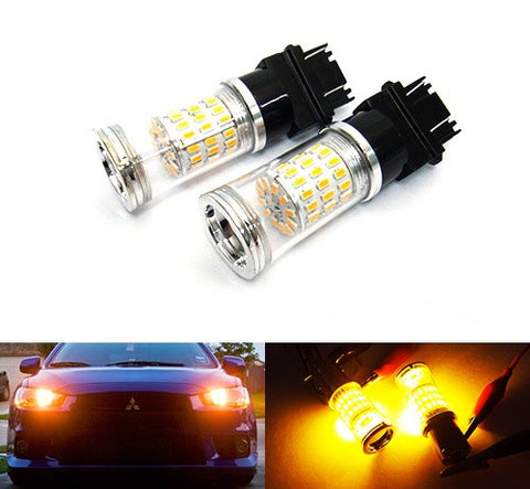 2 pieces of 182 3156 P27W 180 3157 3057 P27/7W Diffusion Mirror 60 SMD LED Light 18W amber